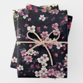 Schwarz-Rosa-Sakura-Blume, Musterdesign, Geschenkpapier Set (Beispiel)