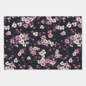 Schwarz-Rosa-Sakura-Blume, Musterdesign, Geschenkpapier Set (Vorderseite)