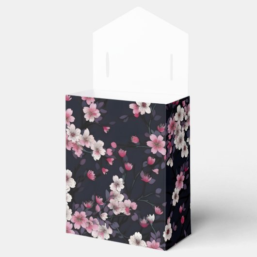 Schwarz-Rosa-Sakura-Blume, Musterdesign, Geschenkschachtel (Geöffnet)