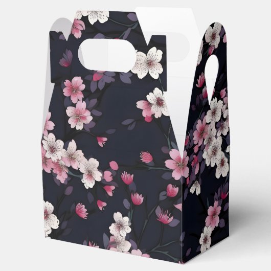 Schwarz-Rosa-Sakura-Blume, Musterdesign, Geschenkschachtel (Geöffnet)