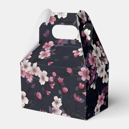 Schwarz-Rosa-Sakura-Blume, Musterdesign, Geschenkschachtel (Vorderseite)