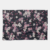 Schwarz-Rosa-Sakura-Blume, Musterdesign, Geschirrtuch (Horizontal)