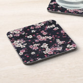 Schwarz-Rosa-Sakura-Blume, Musterdesign, Getränkeuntersetzer (Linke Seite)