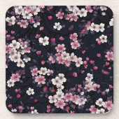 Schwarz-Rosa-Sakura-Blume, Musterdesign, Getränkeuntersetzer (Vorderseite)