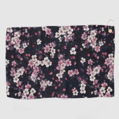Schwarz-Rosa-Sakura-Blume, Musterdesign, Golfhandtuch (Horizontal)