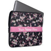 Schwarz-Rosa-Sakura-Blume, Musterdesign, Laptopschutzhülle (Vorne Rechts)