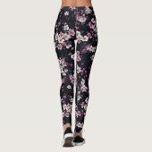 Schwarz-Rosa-Sakura-Blume, Musterdesign, Leggings (Rückseite)