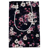 Schwarz-Rosa-Sakura-Blume, Musterdesign, Mittlere Geschenktüte (Vorderseite)