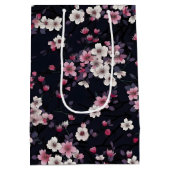Schwarz-Rosa-Sakura-Blume, Musterdesign, Mittlere Geschenktüte (Rückseite)