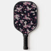 Schwarz-Rosa-Sakura-Blume, Musterdesign, Pickleball Schläger (Vorderseite)