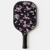 Schwarz-Rosa-Sakura-Blume, Musterdesign, Pickleball Schläger (Rückseite)