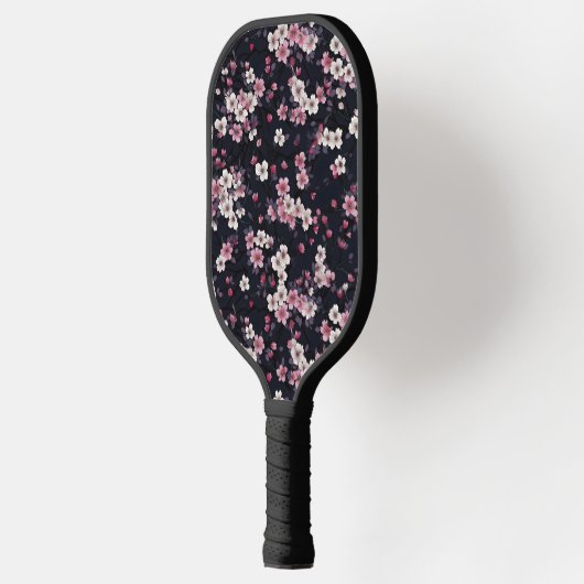 Schwarz-Rosa-Sakura-Blume, Musterdesign, Pickleball Schläger (Links)