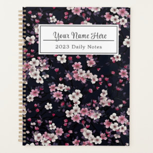 Schwarz-Rosa-Sakura-Blume, Musterdesign, Planer