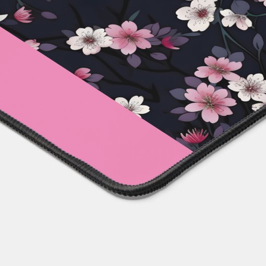 Schwarz-Rosa-Sakura-Blume, Musterdesign, Schreibtischunterlage (Ecke)
