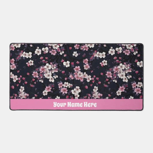 Schwarz-Rosa-Sakura-Blume, Musterdesign, Schreibtischunterlage (Vorderseite)