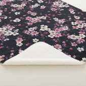 Schwarz-Rosa-Sakura-Blume, Musterdesign, Sherpadecke (3/4)