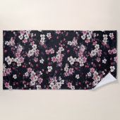 Schwarz-Rosa-Sakura-Blume, Musterdesign, Strandtuch (Vorderseite)