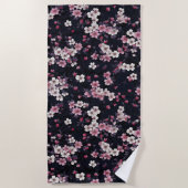 Schwarz-Rosa-Sakura-Blume, Musterdesign, Strandtuch (Vorderseite)