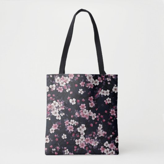 Schwarz-Rosa-Sakura-Blume, Musterdesign, Tasche (Vorderseite)