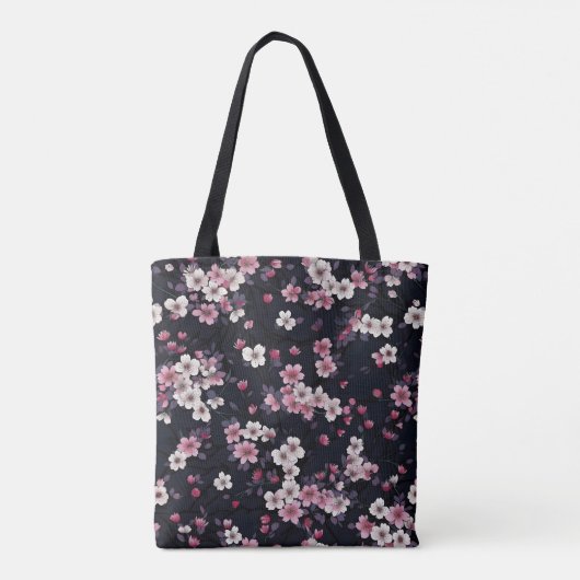 Schwarz-Rosa-Sakura-Blume, Musterdesign, Tasche (Rückseite)