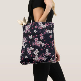 Schwarz-Rosa-Sakura-Blume, Musterdesign, Tasche