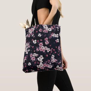 Schwarz-Rosa-Sakura-Blume, Musterdesign, Tasche