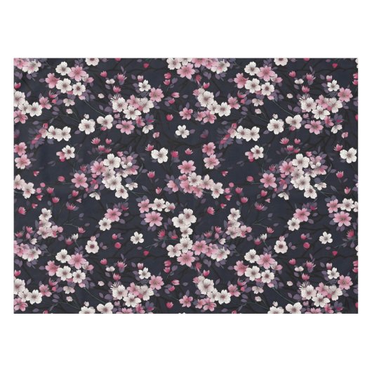 Schwarz-Rosa-Sakura-Blume, Musterdesign, Tischdecke (Vorderseite (Horizontal))