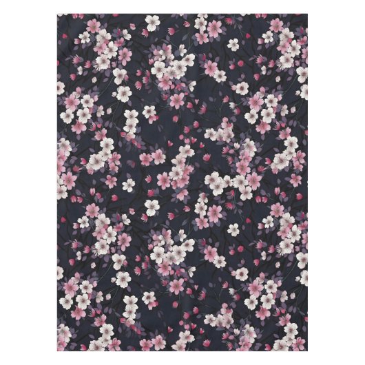Schwarz-Rosa-Sakura-Blume, Musterdesign, Tischdecke (Vorderseite)