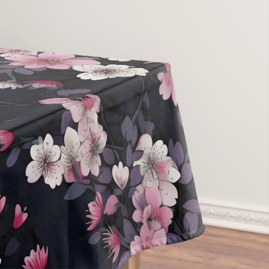 Schwarz-Rosa-Sakura-Blume, Musterdesign, Tischdecke (Beispiel)