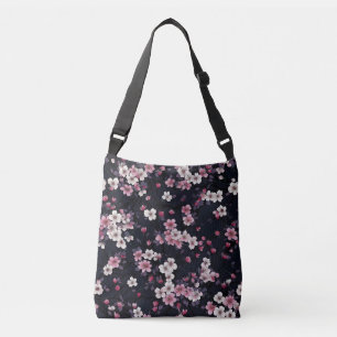 Schwarz-Rosa-Sakura-Blume, Musterdesign, Tragetaschen Mit Langen Trägern