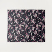 Schwarz-Rosa-Sakura-Blume, Musterdesign, Wandteppich (Vorderseite (Horizontal))