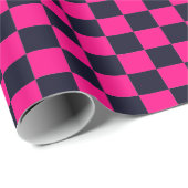 Schwarz-Rosa-Schachbrett Geschenkpapier (Rolleneckpunkt)
