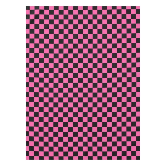 Schwarz-rosa Schachbrettmuster Tischdecke (Vorderseite)