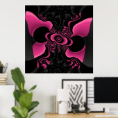 Schwarz-Rosa-Schmetterling-Fraktal-Poster Poster (Heimbüro)