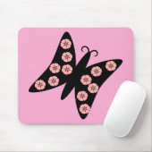 Schwarz-Rosa-Schmetterlingdesign Mousepad (Mit Mouse)