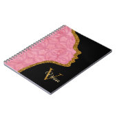 Schwarz-Rosa-Schwarz-Gold-Glitzer Notizblock (Linke Seite)