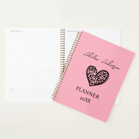 Schwarz-Rosa-Schwarz-Leopard-Muster Herz Planer (Anzeige)