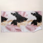 Schwarz Rosa Schwarzes Schwarzes Weiß Tier Strandtuch (Vorderseite)