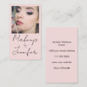 Schwarz-Rosa-Script-Foto Makeup Visitenkarte (Vorne/Hinten)
