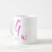 Schwarz-Rosa-Script Monogram Mrs. Wedding Kaffeetasse (Vorderseite Links)