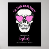 Schwarz-Rosa-Skull-Junggeselinnen-Abschied Begrüßu Poster (Vorne)