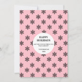 Schwarz/Rosa Snowflake Happy Holiday Card (Vorderseite)