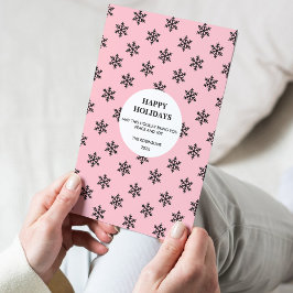 Schwarz/Rosa Snowflake Happy Holiday Card