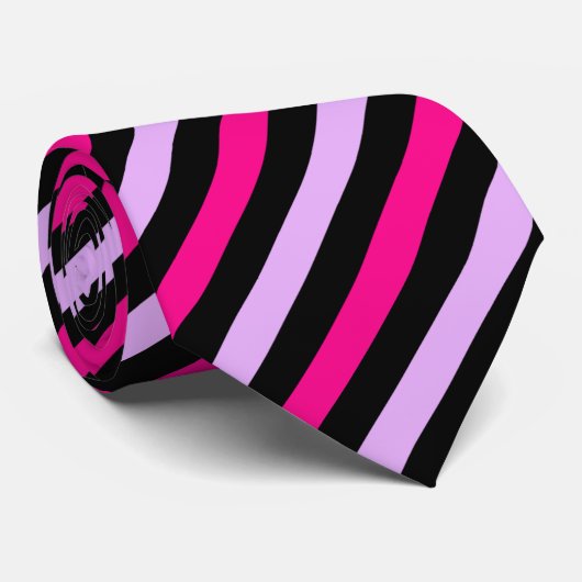 Schwarz-Rosa Streifen Abstraktes Muster Krawatte (Gerollt)