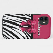Schwarz-Rosa-Streifen Bow Zebra Print Case-Mate iPhone Hülle (Rückseite (Horizontal))