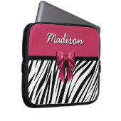 Schwarz-Rosa-Streifen Bow Zebra Print Laptopschutzhülle (Vorne Rechts)