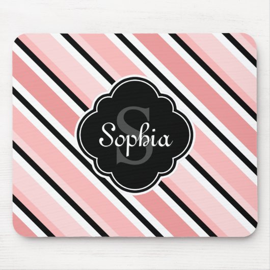 Schwarz-Rosa-Streifen Mousepad (Vorne)