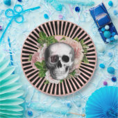 Schwarz-Rosa-Streifen Pappteller (Party)