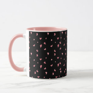 Schwarz-Rosa-Tasse mit Blätter aus den Herzen Tasse