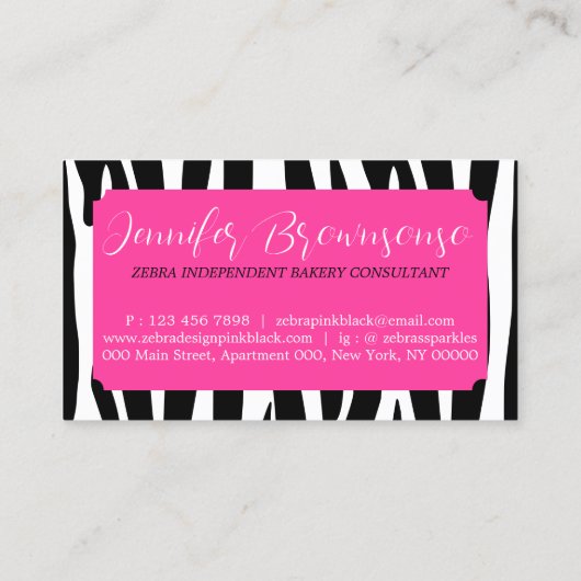 Schwarz-Rosa Textur Einfaches Patter Zebra Visitenkarte (Rückseite)